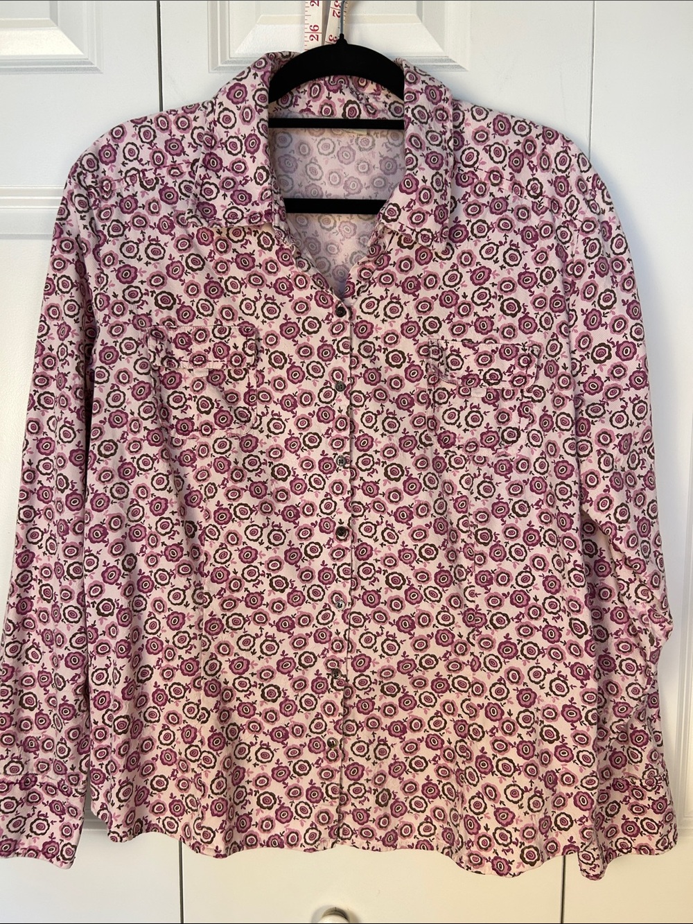 J. Jill Pink and White Floral Print Button-Down Shirt Size Medium